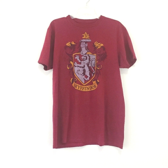 Harry Potter Gryffindor Crest Burgundy Maroon Tee T Shirt Size Large Mens Unisex - Picture 1 of 7